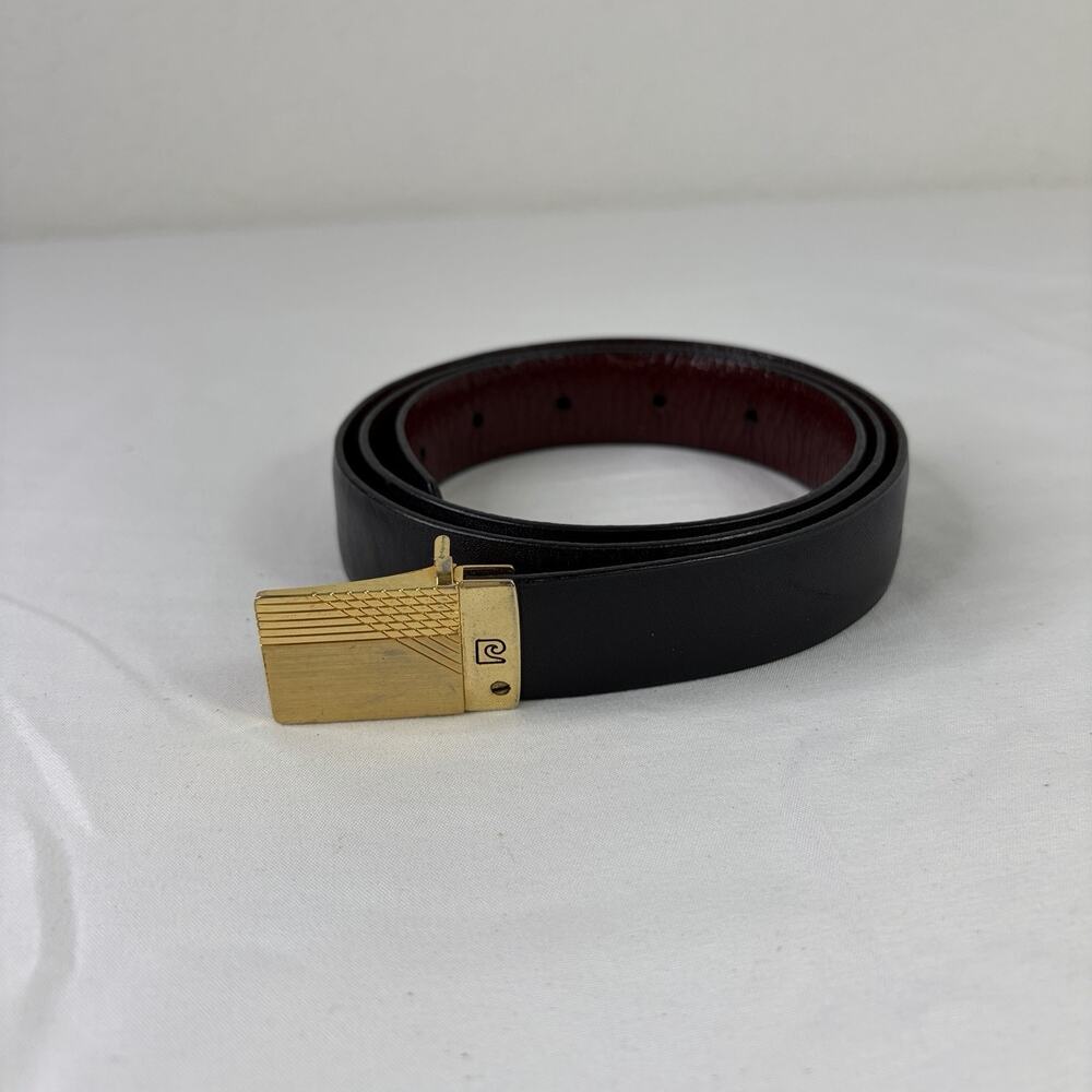 Pierre Cardin Reversible Waist Belt, vintage, men's, black/burgundy, size 36-38?